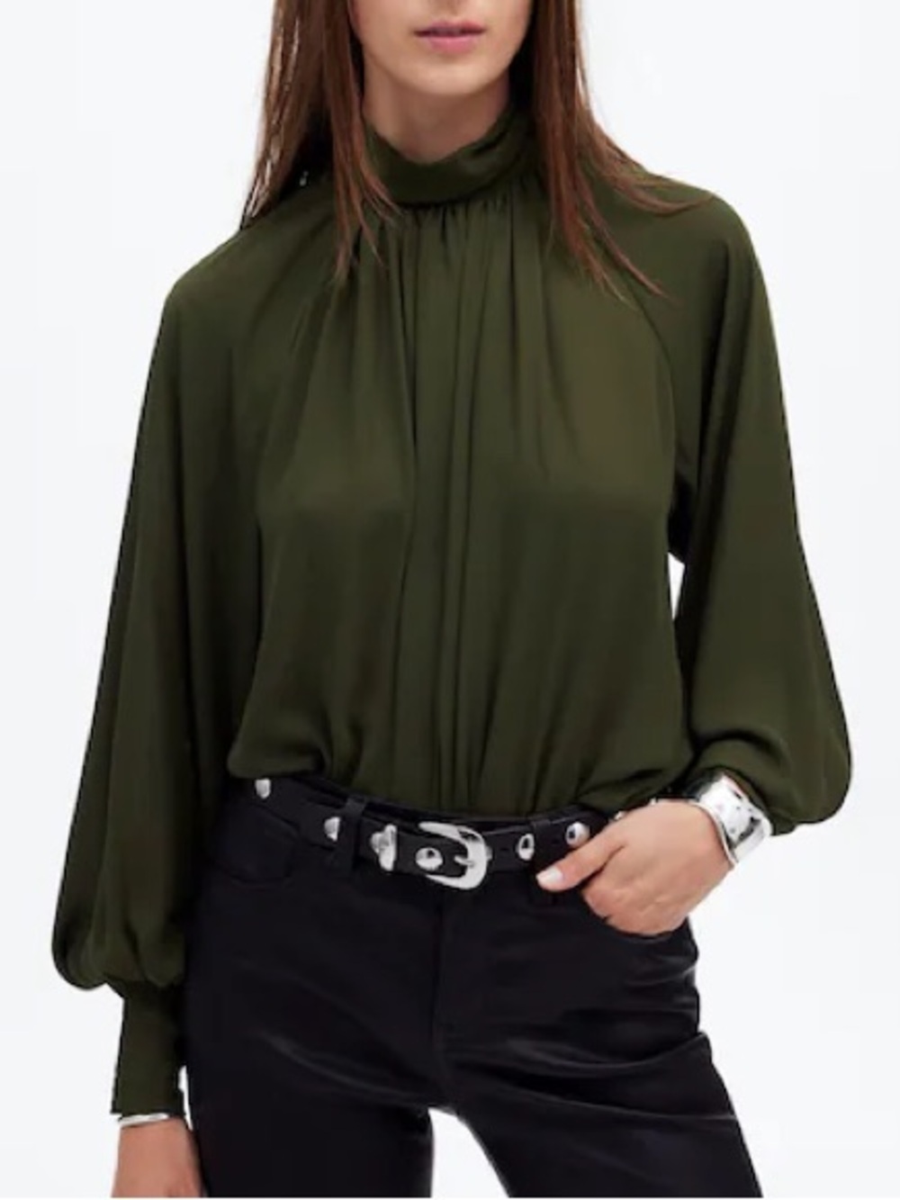 PRICE DROP; SEND OFFERS! NWT Madewell Turtleneck Chiffon Long-Sleeve Top